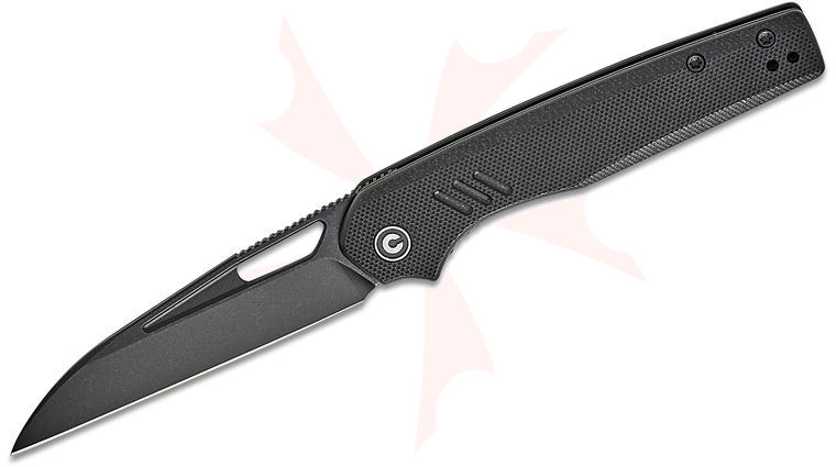 CIVIVI Knives Shawn Ashmore Guile Liner Lock Front Flipper Knife 3.25 inch 14C28N Black Stonewashed Wharncliffe Blade, Black G10 Handles, Reversible Clip