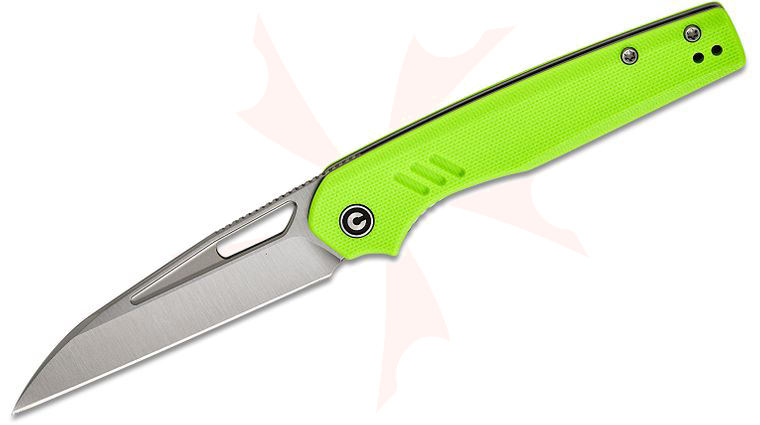 CIVIVI Knives Shawn Ashmore Guile Liner Lock Front Flipper Knife 3.25 inch 14C28N Satin Wharncliffe Blade, Fluorescent Green G10 Handles, Reversible Clip
