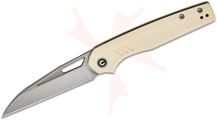 CIVIVI Knives Shawn Ashmore Guile Liner Lock Front Flipper Knife 3.25 inch 14C28N Satin Wharncliffe Blade, Ivory G10 Handles, Reversible Clip