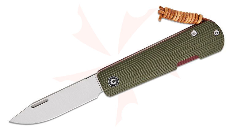 CIVIVI Knives Ben Petersen Slippy Sendy Slipjoint Folding Knife 2.81 inch Nitro-V Satin Clip Point Blade, Green G10 Handles with Red G10 Spacers
