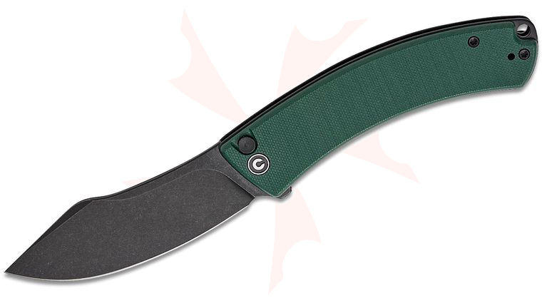 CIVIVI Knives Outlaw Muk Button Lock Flipper Knife 3.47 inch 14C28N Black Stonewashed Modified Nessmuk Blade, Teal Green G10 Handles, Reversible Clip