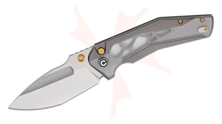 CIVIVI Knives Limited Edition Maciej Torbe Wellmax Button Lock Folding Knife 3.6 inch 14C28N Satin Spear Point Tanto Blade, Gray Aluminum Handles with Clear Lexan Inlays, Reversible Clip
