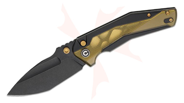 CIVIVI Knives Limited Edition Maciej Torbe Wellmax Button Lock Folding Knife 3.6 inch 14C28N Black Stonewashed Spear Point Tanto Blade, Black Aluminum Handles with Yellow Ultem Inlays, Reversible Clip