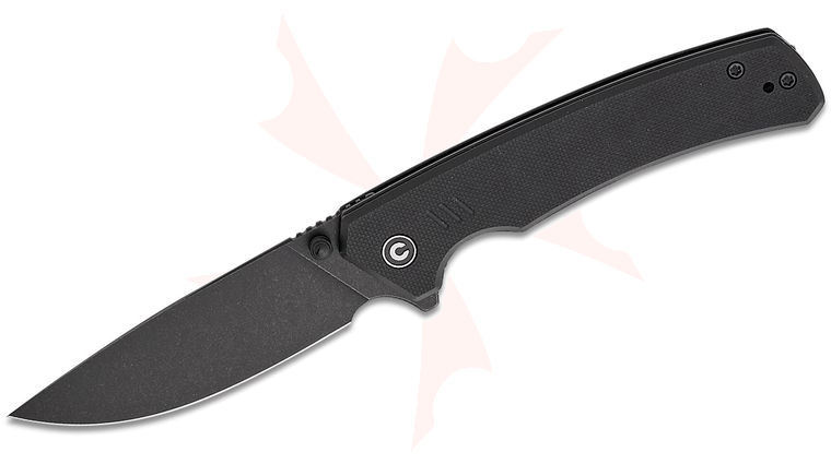 CIVIVI Knives Merit Liner Lock Flipper Knife 3.28 inch 14C28N Black Stonewashed Drop Point Blade, Black G10 Handles, Reversible Clip