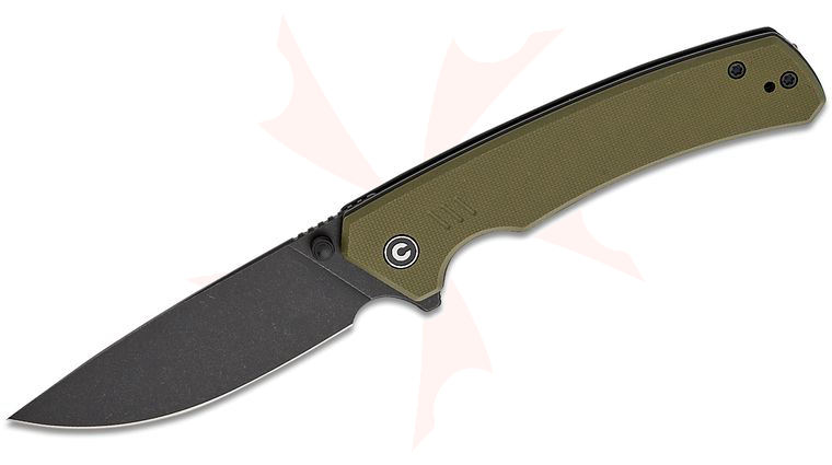 CIVIVI Knives Merit Liner Lock Flipper Knife 3.28 inch 14C28N Black Stonewashed Drop Point Blade, OD Green G10 Handles, Reversible Clip