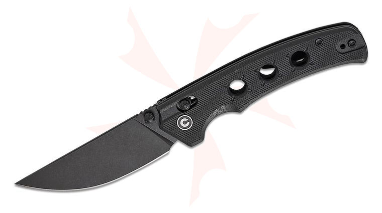 CIVIVI Knives Noctis Crossbar Lock Folding Knife 2.98 inch Nitro-V Black Stonewashed Drop Point Blade, Black G10 Handles, Reversible Clip