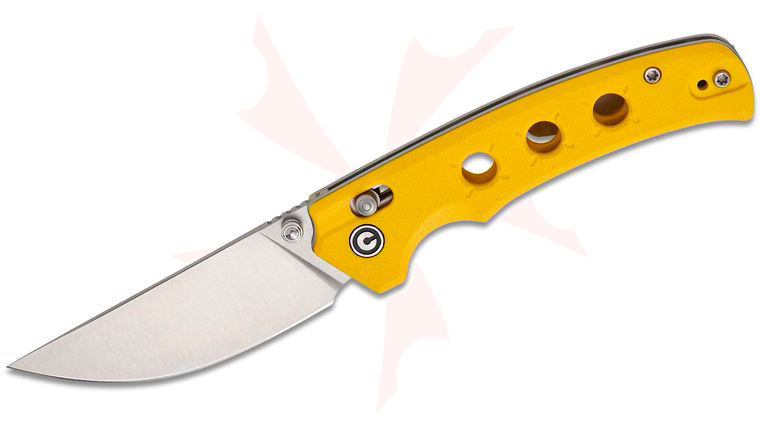 CIVIVI Knives Noctis Crossbar Lock Folding Knife 2.98 inch Nitro-V Satin Drop Point Blade, Yellow G10 Handles, Reversible Clip