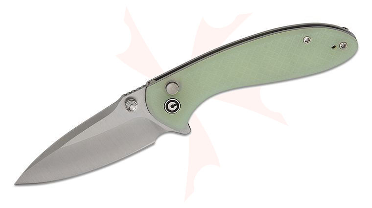 CIVIVI Knives Faeger Button Lock Flipper Knife 2.98 inch 14C28N Satin Drop Point Blade, Milled Natural (Jade) G10 Handles, Reversible Clip