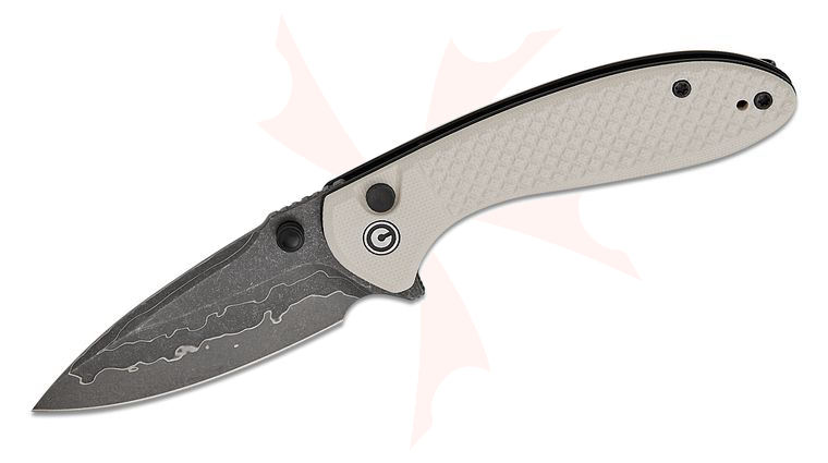 CIVIVI Knives Faeger Button Lock Flipper Knife 2.98 inch Damascus Drop Point Blade, Milled Ivory G10 Handles, Reversible Clip