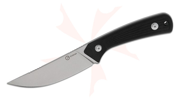 CIVIVI Knives Carveth Fixed Blade Knife 3.59 inch AEB-L Stonewashed Straight Back Blade, Milled Black G10 Handles, Kydex Sheath with T-Clip