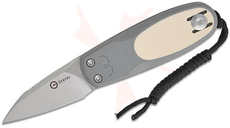 CIVIVI Knives Ostap Hel Purr Double Detent Slipjoint Flipper Knife 1.83 inch Nitro-V Satin Reverse Tanto Blade, Gray and Ivory G10 Handles, Reversible Wire Clip