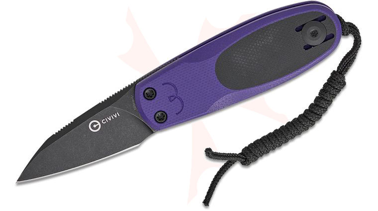 CIVIVI Knives Ostap Hel Purr Double Detent Slipjoint Flipper Knife 1.83 inch Nitro-V Black Stonewashed Reverse Tanto Blade, Purple and Black G10 Handles, Reversible Wire Clip