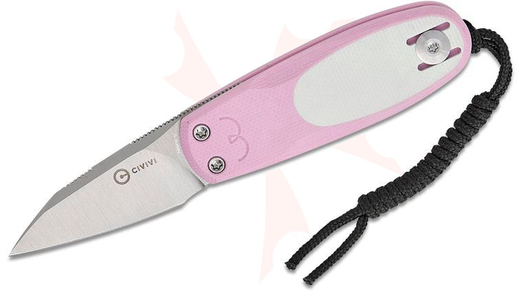 CIVIVI Knives Ostap Hel Purr Double Detent Slipjoint Flipper Knife 1.83 inch Nitro-V Satin Reverse Tanto Blade, Powder Pink and White G10 Handles, Reversible Wire Clip