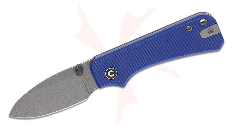 CIVIVI Knives Ben Petersen Baby Banter Slipjoint Folding Knife 2.34 inch Nitro-V Gray Stonewashed Blade with Thumb Studs, Blue G10 Handles, Reversible Clip