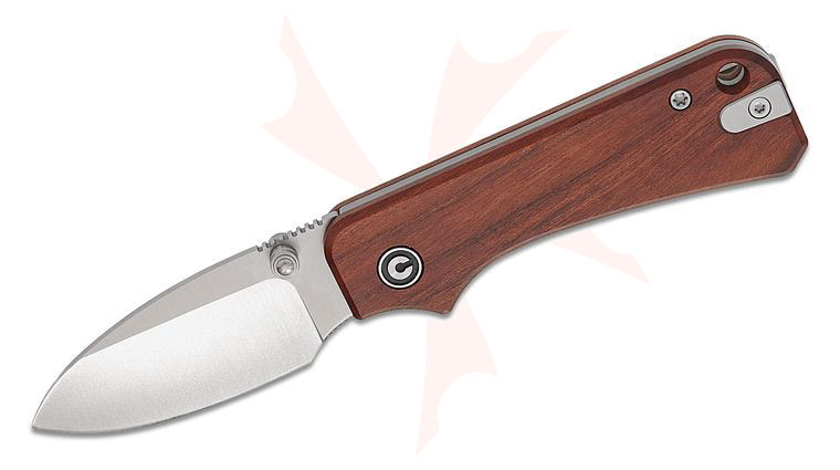 CIVIVI Knives Ben Petersen Baby Banter Slipjoint Folding Knife 2.34 inch Nitro-V Satin Blade with Thumb Studs, Guibourtia Wood Handles, Reversible Clip