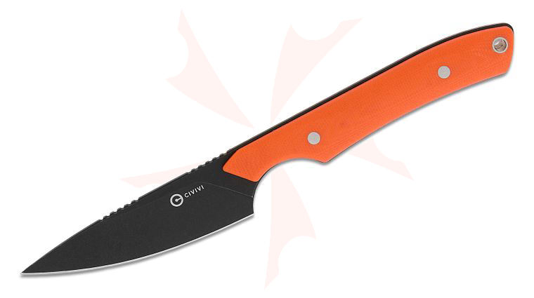 CIVIVI Knives Matt Gentry High Grass Field Fixed Blade Knife 2.93 inch 14C28N Black Stonewashed Drop Point Blade, Orange G10 Handles, Kydex Sheath with T-Clip
