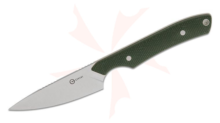 CIVIVI Knives Matt Gentry High Grass Field Fixed Blade Knife 2.93 inch 14C28N Satin Drop Point Blade, Green Canvas Micarta Handles, Kydex Sheath with T-Clip