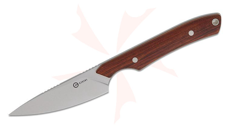 CIVIVI Knives Matt Gentry High Grass Field Fixed Blade Knife 2.93 inch 14C28N Stonewashed Drop Point Blade, Guibourtia Wood Handles, Kydex Sheath with T-Clip