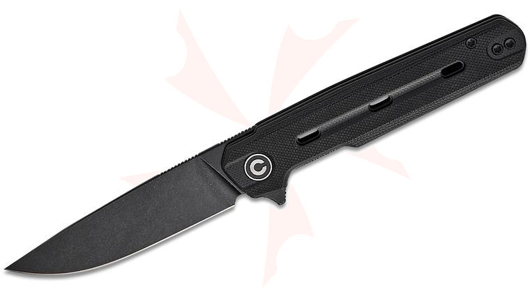CIVIVI Knives Ostap Hel Navo Flipper Knife 3.25 inch Nitro-V Black Stonewashed Drop Point Blade, Black G10 Handles, Reversible Clip
