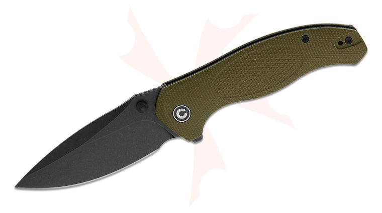 CIVIVI Knives Vyrent Liner Lock Flipper Knife 3.48 inch Nitro-X7 Black Stonewashed Drop Point Blade, Contoured Machined Olive Canvas Micarta Handles, Reversible Clip