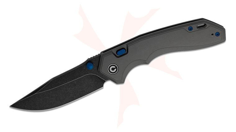 CIVIVI Knives ELITE Brova Top Liner Lock Folding Knife 3.41 inch S35VN Black Stonewashed Clip Point Blade, Gray Chamfered Aluminum Handles, Reversible Clip