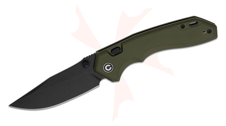 CIVIVI Knives ELITE Brova Top Liner Lock Folding Knife 3.41 inch S35VN Black Stonewashed Clip Point Blade, Forest Green Chamfered Aluminum Handles, Reversible Clip