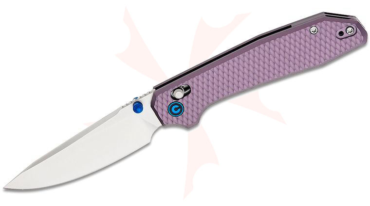 CIVIVI Knives ELITE Tessera Crossbar Lock Folding Knife 3.37 inch S35VN Satin Drop Point Blade, Purple Diamond Patterned Aluminum Handles, Reversible Titanium Clip