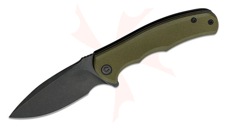 CIVIVI Knives Mini Praxis Flipper Knife 2.98 inch D2 Black Stonewashed Drop Point Blade, Green G10 Handles