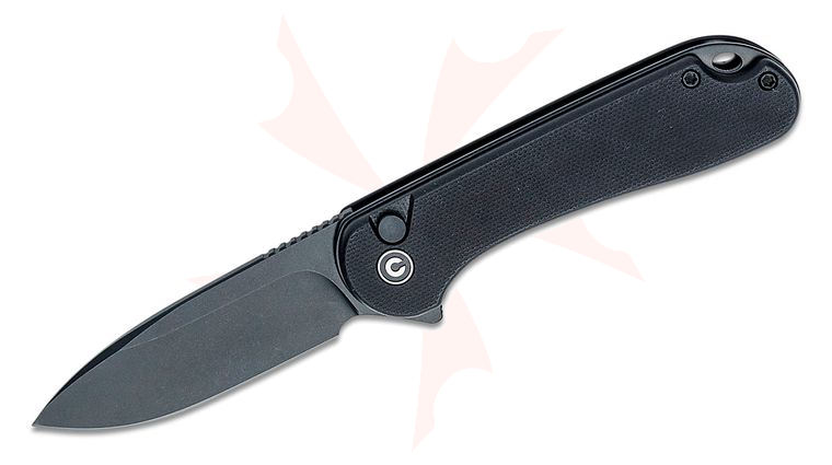 CIVIVI Knives Button Lock Elementum II Flipper Knife 2.96 inch Nitro-V Black Stonewashed Drop Point Blade, Black G10 Handles