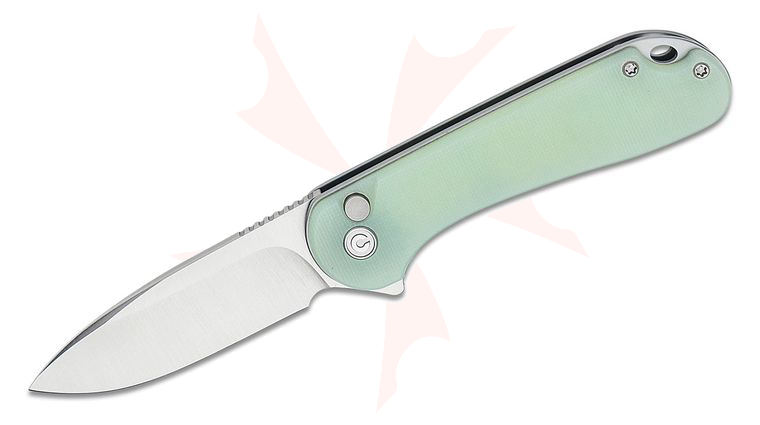 CIVIVI Knives Button Lock Elementum II Flipper Knife 2.96 inch Nitro-V Satin Drop Point Blade, Natural (Jade) G10 Handles