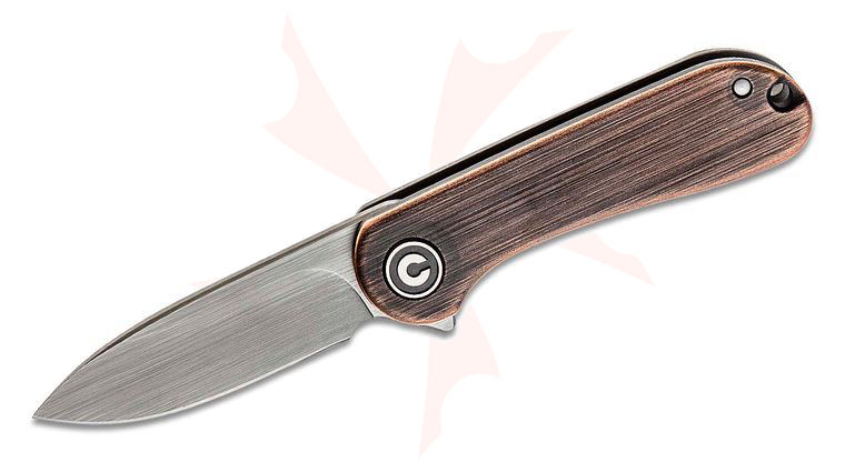 CIVIVI Knives C18062Q-2 Mini Elementum Keyring Flipper Knife 1.83 inch 14C28N Hand Rubbed Blade, Black Hand Rubbed Copper and Stainless Steel Handles