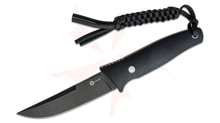 CIVIVI Knives C19046-3 Bob Terzuola Tamashii Fixed Blade Knife 4.07 inch D2 Black Stonewashed Straight Back Blade, Black G10 Handles, Kydex Sheath
