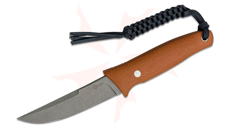CIVIVI Knives C19046-5 Bob Terzuola Tamashii Fixed Blade Knife 4.07 inch D2 Stonewashed Straight Back Blade, Brown Canvas Micarta Handles, Kydex Sheath