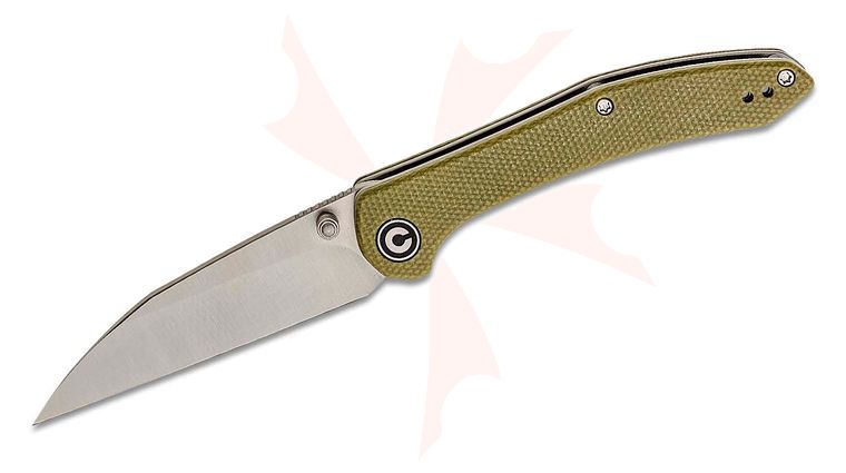 CIVIVI Knives C20004-3 Dylan Mallery Hadros Folding Knife 3.35 inch 10Cr15CoMoV Satin Wharncliffe Blade, Olive Micarta Handles