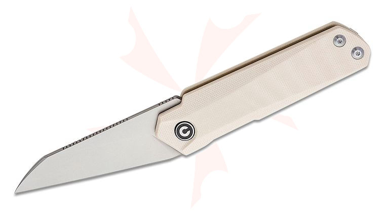 CIVIVI Knives C20005B-2 Ostap Hel Ki-V Plus Front Flipper Knife 2.52 inch Nitro-V Bead Blast Wharncliffe Blade, Ivory G10 Handles
