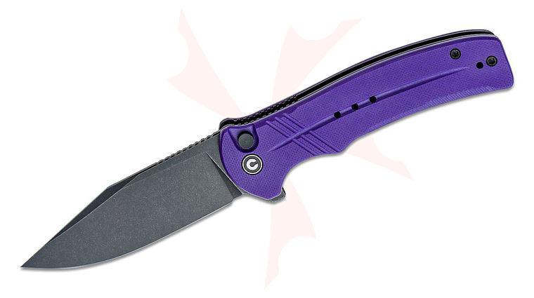 CIVIVI Knives Cogent Flipper Knife 3.47 inch 14C28N Black Stonewashed Plain Blade, Purple G10 Handles