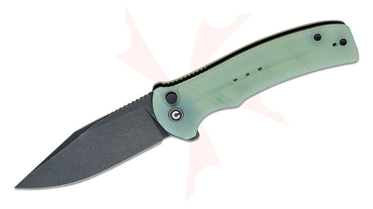 CIVIVI Knives Cogent Flipper Knife 3.47 inch 14C28N Black Stonewashed Plain Blade, Natural (Jade) G10 Handles