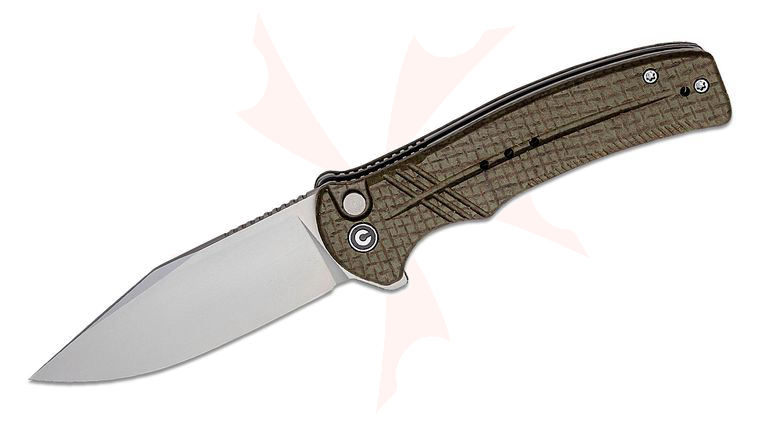 CIVIVI Knives Cogent Flipper Knife 3.47 inch 14C28N Bead Blast Plain Blade, Coarse Green Micarta Handles