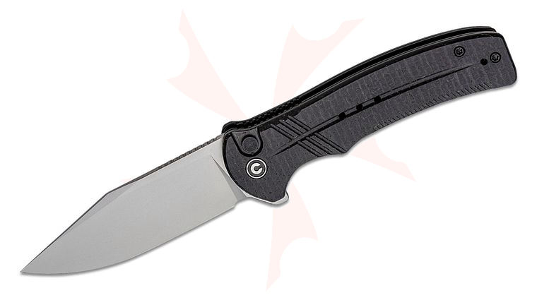 CIVIVI Knives Cogent Flipper Knife 3.47 inch 14C28N Bead Blast Plain Blade, Coarse Black Micarta Handles