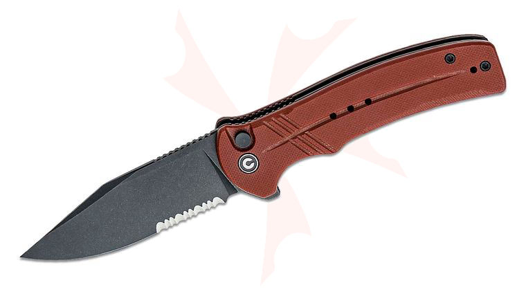 CIVIVI Knives Cogent Flipper Knife 3.47 inch 14C28N Black Stonewashed Combo Blade, Burgundy G10 Handles