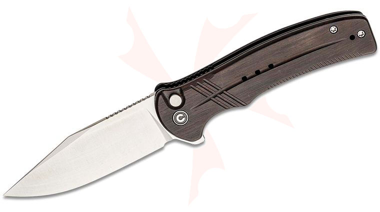 CIVIVI Knives Cogent Flipper Knife 3.47 inch S35VN Satin Plain Blade, Ebony Wood Handles - KnifeCenter Exclusive