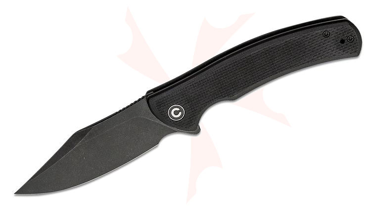 CIVIVI Knives Sinisys Flipper Knife 3.7 inch 14C28N Black Stonewashed Clip Point Blade, Black G10 and Stainless Steel Handles