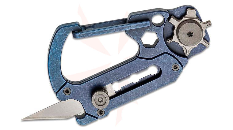 CIVIVI Knives C20045-3 Polymorph Carabiner Retractable Blade Utility Knife, 9Cr18MoV Replaceable Razor Blade, Blue Titanium Handle