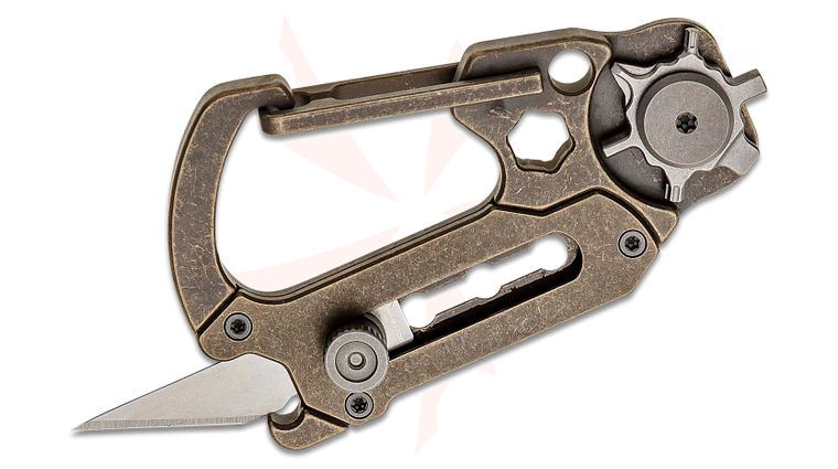 CIVIVI Knives C20045-2 Polymorph Carabiner Retractable Blade Utility Knife, 9Cr18MoV Replaceable Razor Blade, Bronze Titanium Handle
