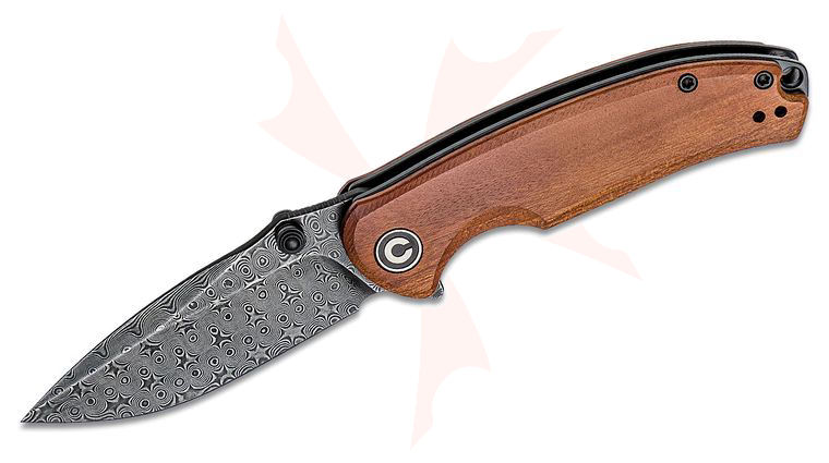 CIVIVI Knives C2020DS-2 Pintail Flipper Knife 2.98 inch Damascus Black Hand Rubbed Blade, Cuibourtia Wood Handles