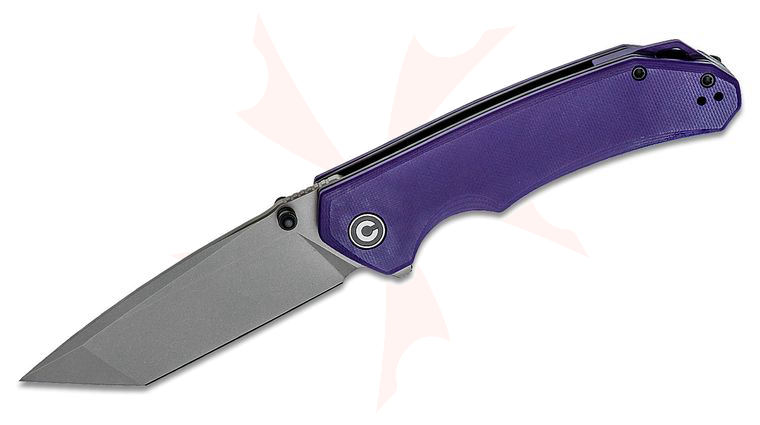 CIVIVI Knives C2023A Brazen Flipper Knife 3.46 inch D2 Stonewashed Tanto Blade, Purple G10 Handles