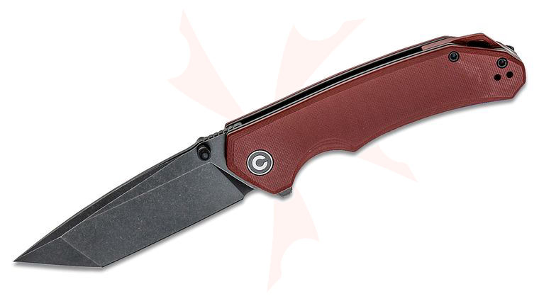 CIVIVI Knives C2023B Brazen Flipper Knife 3.46 inch D2 Black Stonewashed Tanto Blade, Burgundy G10 Handles