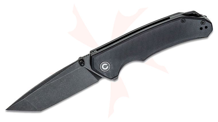 CIVIVI Knives C2023C Brazen Flipper Knife 3.46 inch D2 Black Stonewashed Tanto Blade, Black G10 Handles