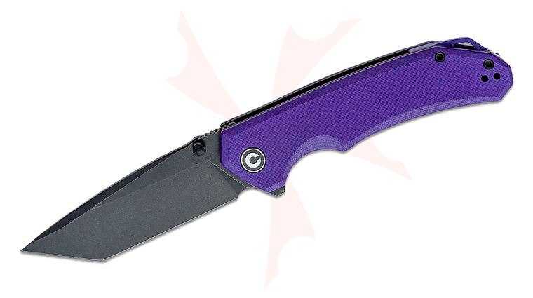 CIVIVI Knives C2023D Brazen Flipper Knife 3.46 inch D2 Black Stonewashed Tanto Blade, Purple G10 Handles