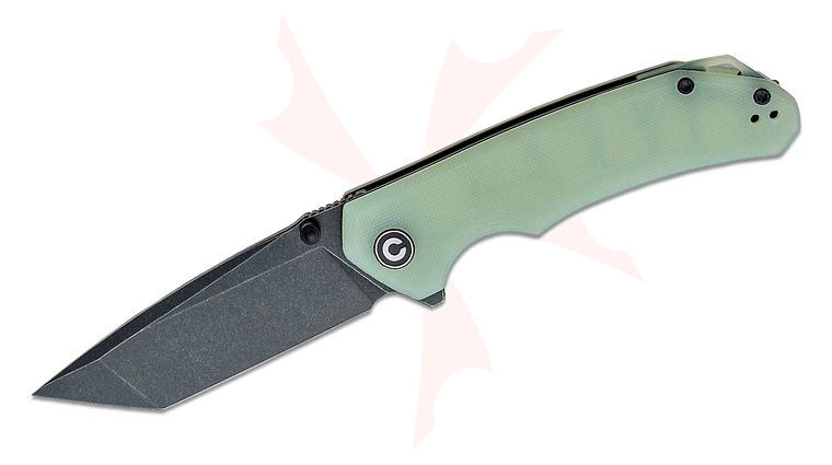 CIVIVI Knives C2023E Brazen Flipper Knife 3.46 inch D2 Black Stonewashed Tanto Blade, Natural (Jade) G10 Handles